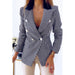 Color-Double Breasted Houndstooth Office Blazer Women-Fancey Boutique