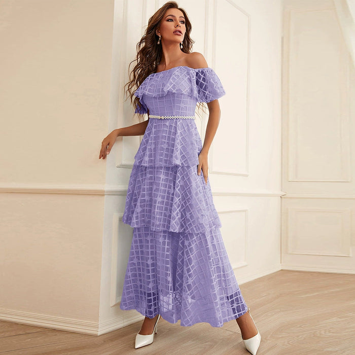 Color-Maxi Dress High Waist off Neck Slim Elegant Dress-Fancey Boutique