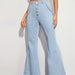 Color-Women Clothing Casual All Match Big Horn Wide Leg Denim Trousers-Fancey Boutique