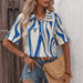 Color-Trendy Women Vertical Striped Short Sleeve Top-Fancey Boutique