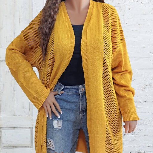 Color-Plus Size Women Clothes Hollow Out Cutout Woven Coat Long Casual Outer Wear Cardigan Air Conditioning Shirt-Fancey Boutique
