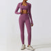 Color-Bra Coat Trousers Prune Purple-Autumn Winter Skinny Yoga Clothes Nude Feel Quick Drying Sports Suit Thin Fitness Clothes Three Piece Set-Fancey Boutique