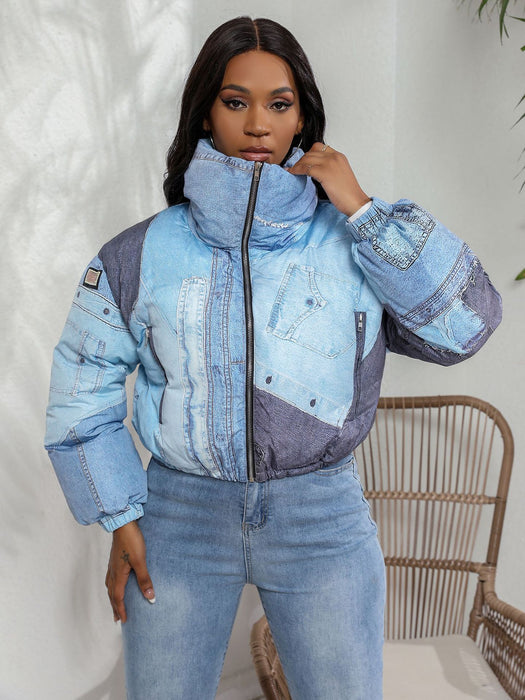 Color-Women Clothing Source Women Jacket Denim Printing Cotton Coat Jacket-Fancey Boutique