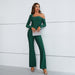 Color-Autumn Winter Women Clothing High End Long Sleeve Diamond Two Piece Set Bell Bottom Pants-Fancey Boutique