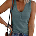 Color-Blue-Summer Women Breasted Knitted Vest Solid Color V neck Sleeveless Top Women-Fancey Boutique