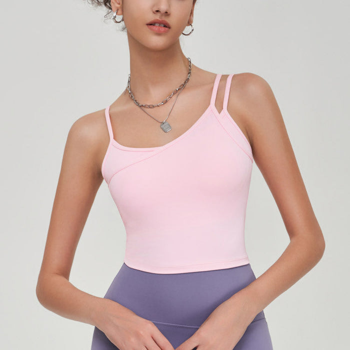 Color-Sports Underwear Women One Piece Cup Spaghetti Strap Shockproof Running Beauty Back Outer Wear Strap Yoga Bra Top-Fancey Boutique