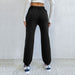 Color-Autumn Middle East Women Clothing with Pockets Chinese Printed Black Straight Trousers-Fancey Boutique