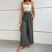 Color-Dark Grey-Women Clothing Summer Solid Color Flared Wide Leg Pants-Fancey Boutique