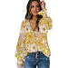 Color-Yellow Printings-Autumn Winter Cardigan Button Floral Chiffon Shirt Women Loose Top-Fancey Boutique