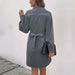 Color-Autumn Women Clothing Long Sleeve Solid Color Shirt Dress-Fancey Boutique