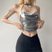 Color-Metallic Coated Fabric Summer Women Clothing Solid Color Slim Street Halter Sexy Backless Underwaist Women-Fancey Boutique
