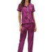 Color-Satin Suit Two Piece Home Wear Pajamas Women-Fancey Boutique