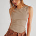 Color-Apricot-Rib Stitching Vest round Neck Sleeveless Bottoming Top High Grade Sweater-Fancey Boutique