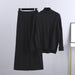 Color-Black-High End Mock Neck Sweater Wide Leg Pants Suit for Women Autumn Winter Younger Knitted Two Piece-Fancey Boutique