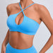 Color-Flame Blue-Running Exercise Underwear Beauty Back Fitness Top Yoga Clothes Women Cross Quick Drying Breathable Nude Feel Yoga Bra-Fancey Boutique