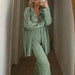 Color-Light Gray Green-Spring Summer Solid Color Texture Loose Slimming Pleated Casual Suit textured-Fancey Boutique