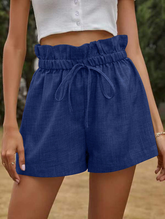 Color-Purplish blue-Casual Comfortable Shorts for Women Summer High Waist Lace-up Loose Wide Leg Pants Women-Fancey Boutique