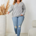 Color-Plus Size Women V neck Pullover Sweater Slightly Casual Long Sleeved Top for Women-Fancey Boutique