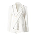 Color-White-Niche Design Dark Blazer Spring Asymmetric Metal Zipper Decorations Long Sleeve-Fancey Boutique