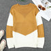 Color-Women Clothing Contrast Color Pullover Autumn Winter Loose round Neck Long Sleeve Top Women-Fancey Boutique