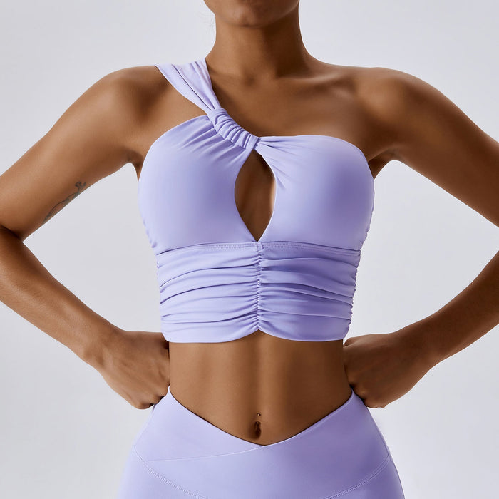 Color-Fumigating purple-Nude Feel Quick Drying Yoga Bra Oblique Shoulder Skinny Exercise Top Outdoor Running Fitness Yoga Wear-Fancey Boutique