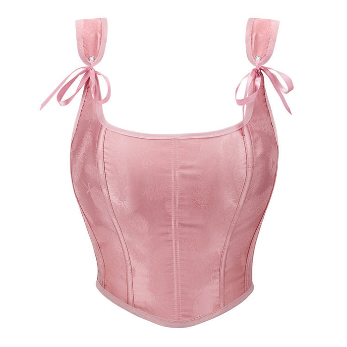 Color-Pink-Lotus Pink Court Vest Chest Support Women Top-Fancey Boutique