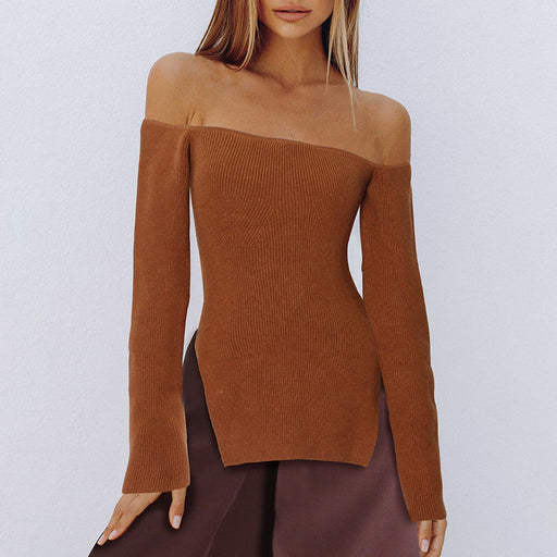 Color-Niche Design Women Sweater Autumn Sneaky Design Tube Top Solid Color Bottoming Sweater Top Women-Fancey Boutique