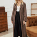 Color-Autumn Winter Women Belt Single-Breasted Collared Large Swing Overknee Long Solid Color Coat-Fancey Boutique