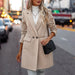 Color-Khaki-Solid Color Long Sleeve Pocket Button Collar Slimming Women Coat-Fancey Boutique