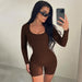 Color-Women Clothing Winter Solid Color Slim Sports Long Sleeve Jumpsuit-Fancey Boutique