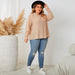 Color-Plus Size Autumn Winter Women Loose round Neck Solid Color Sweater-Fancey Boutique