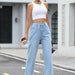 Color-High Waist Drooping Straight Jeans Women Loose Casual-Fancey Boutique