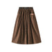 Color-Deep Coffee-Corduroy Skirt for Women Mid Length High Waist A line Sheath Skirt Autumn with Belt-Fancey Boutique