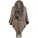 Color-Brown-Autumn Winter Fur Collar Tassel Shawl Women Knitted Cape Coat-Fancey Boutique