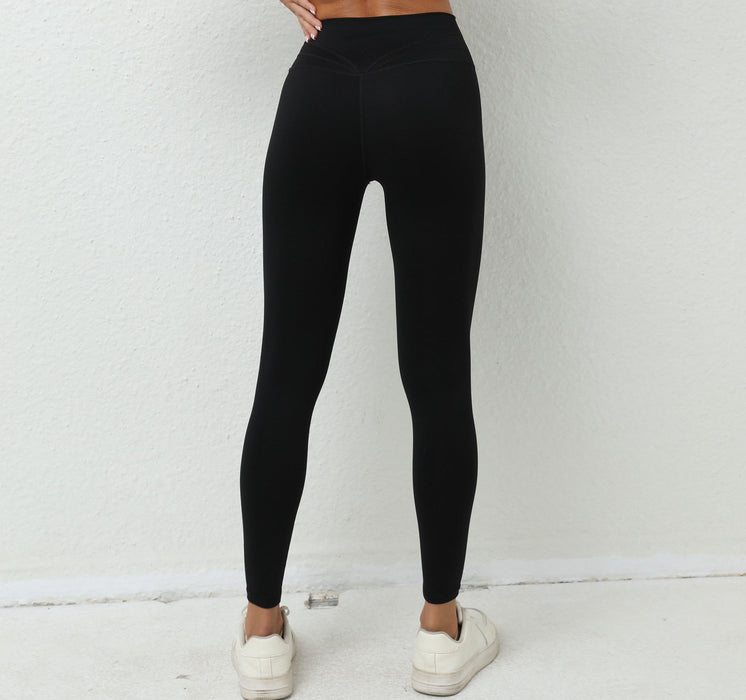 Color-Black-Outdoor Running Fan Shaped Fitness Pants Women Breathable Quick Drying Track Pants Peach Hip Raise Skinny Yoga Pants-Fancey Boutique