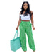 Color-Green-Women Clothing Striped Floral Print Casual Wide Leg Pants Summer Loose Trousers-Fancey Boutique