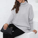 Color-Women Clothing Knitted Solid Color Turtleneck Collared Loose Woven Sweater Top-Fancey Boutique