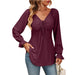 Color-Burgundy-Fall Arrival Women Clothing V Neck Drawstring Girdle Sexy Long Sleeve Solid Color T Shirt-Fancey Boutique