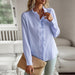 Color-Blue-Long Sleeved Shirt Women Autumn Winter Office Top Button-Fancey Boutique