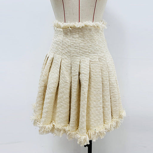 Color-Skirt-Goods Autumn Winter Star Short Temperamental Tweed Fringe Blazer-Fancey Boutique