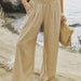 Color-Khaki-Spring Summer Women Casual Trousers Casual Cotton Distressed Mid Waist Trousers Outer Wear-Fancey Boutique