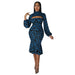 Color-Blue-Women Clothing Autumn Lantern Sleeve Flounced Set Leopard Print Two Piece Set-Fancey Boutique