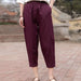 Color-Purple-Cotton Linen Women Clothing Spring Summer Artistic Cotton Linen Casual Pants Linen All Matching Slimming Cropped Pants Baggy Pants-Fancey Boutique