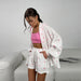 Color-Artificial Silk Heart Printing Lace up Shorts Pajamas Suit Comfortable Breathable Ladies Homewear-Fancey Boutique