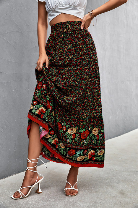 Color-Women Clothing Spring Summer High Waist Floral Long Skirt-Fancey Boutique