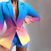 Color-Blue-Autumn Winter Women Clothing Elegant Slim Short Pants Two Piece Set-Fancey Boutique