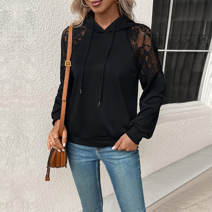 Color-Fall Women Wear Long Sleeve Hooded Black Sweater-Fancey Boutique