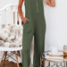 Color-Green-Summer Casual Women Cotton Pocket Solid Color Buttons Mid Waist Casual Jumpsuit-Fancey Boutique