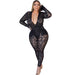 Color-Plus Size Women Clothing Sexy See-through Polyester Mesh Flocking Striped Tight Casual Two-Piece Suit-Fancey Boutique