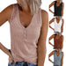 Color-Summer Women Button Vest Solid Color V-neck Sleeveless T-shirt Top-Fancey Boutique